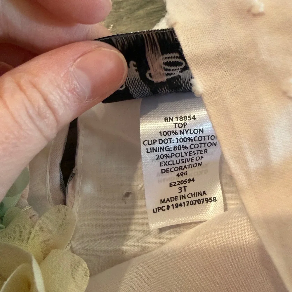 Rare Editions Pink & Cream Floral Tulle Top with Cream Leggings